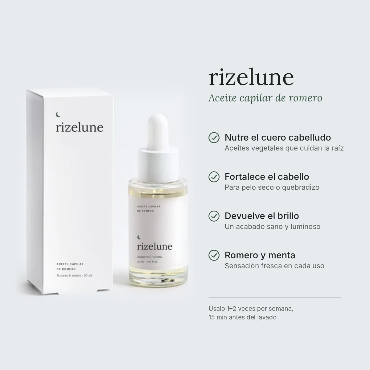 Aceite capilar de romero Rizelune: nutre, fortalece y devuelve el brillo